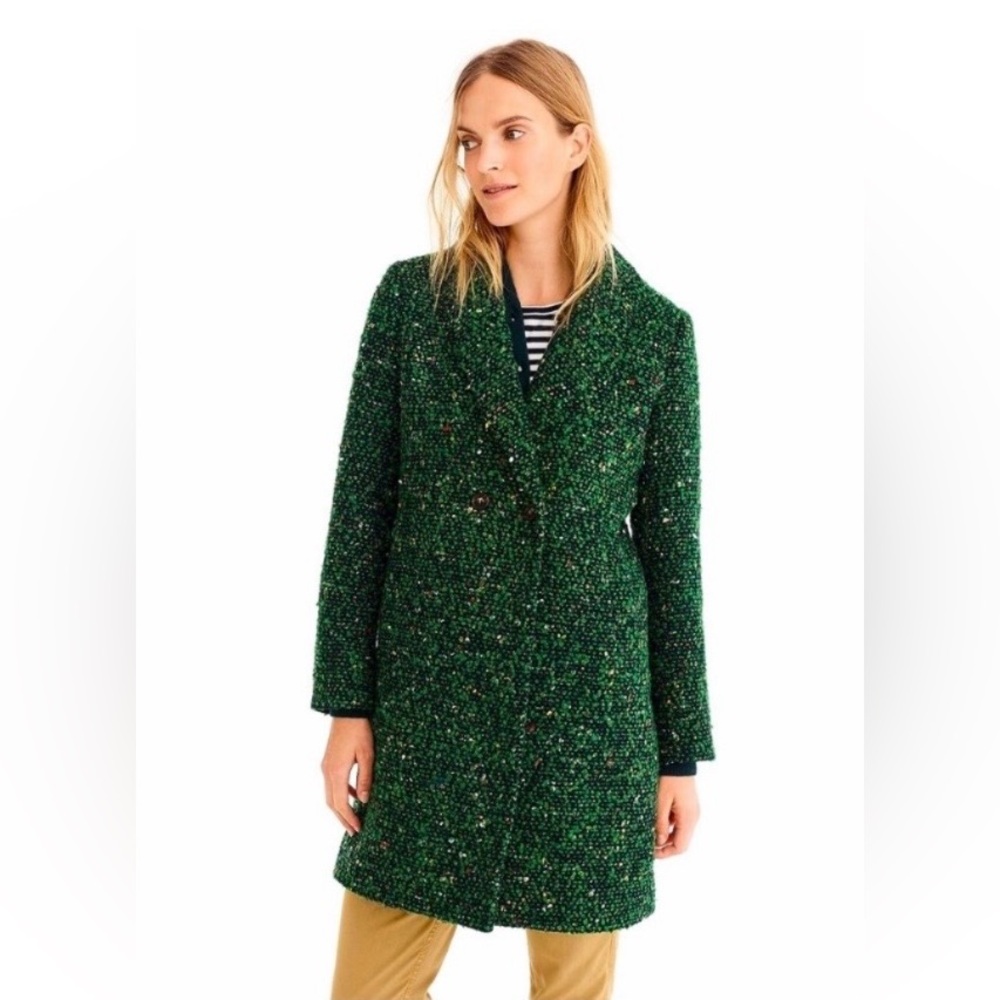 J. Crew Daphne Topcoat in Italian Tweed Green Wool